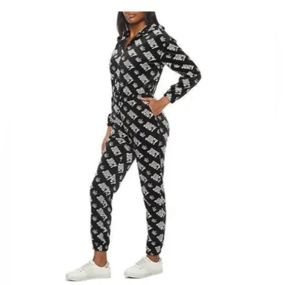 NEW Y2K Juicy Couture Velour Logo Jumpsuit Onesie Cozy Warm Loungewear Casual